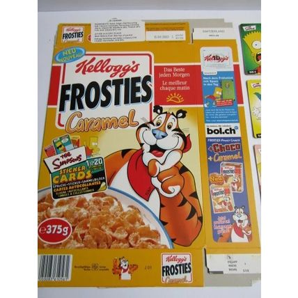 Kelloggs Frosties Caramel 2001 Empty Cereal Box GERMANY Simpsons Cards Set of 20