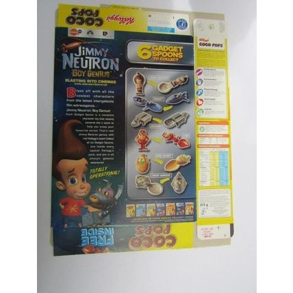 Kelloggs Coco Pops 2002 Jimmy Neutron Empty Cereal Box
