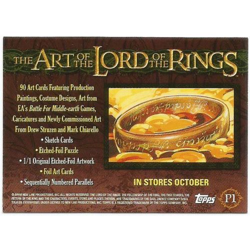 LOTR The Art of Lord of the Rings Promo Trading Card P1 from Topps