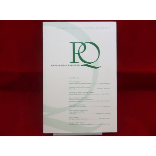 Philological Quarterly UOI College Of Liberal Arts & Sciences V94 No1&2 W.S.2015