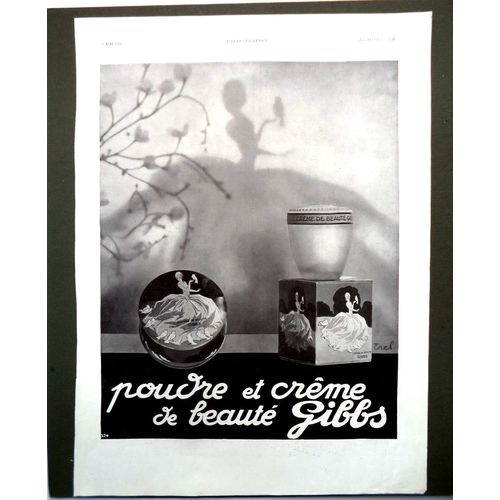 Art Deco Print Ad Gibbs Cream Powder Advertisement Vintage Cosmetics Poster