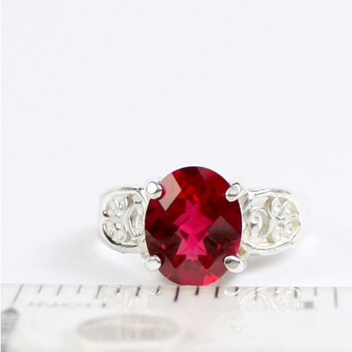 Created Ruby, 925 Sterling Silver Ladies Ring, SR369