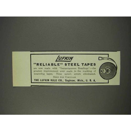 1910 Lufkin Reliable Steel Tapes Ad
