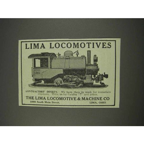 1910 Lima Locomotives Contractors' Dinkey Ad