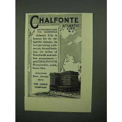 1920 Chalfonte Atlantic City Hotel Ad - On the Beach