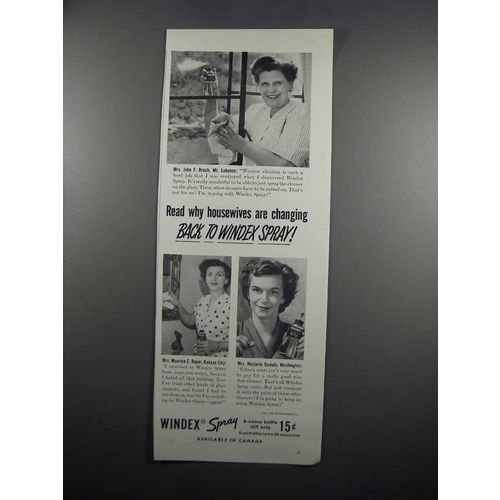1950 Windex Spray Ad - Housewives Are Changing Back