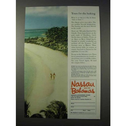 1963 Nassau and the Bahamas Tourism Ad - Basking