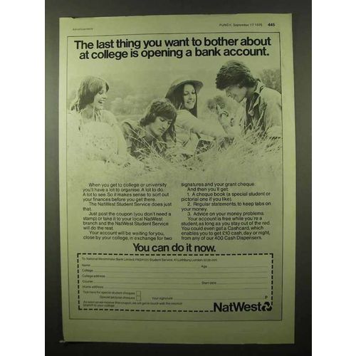 1975 NatWest Bank Ad - Bother About At College