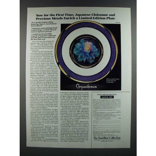 1986 The Hamilton Collection Ad - Chrysanthemum Flower Festivals of Japan Plate