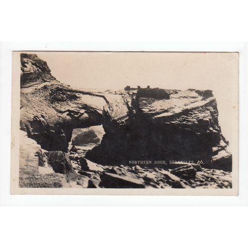 The Northern Door Rock at Strangles Beach Postcard 1924 RP Cornwall