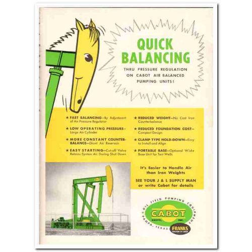 CABOT SHOPS 1959 Franks quick balancing oil pumping units vintage ad