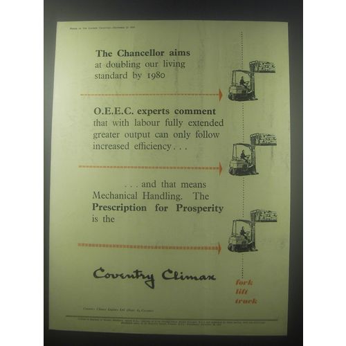 1954 Coventry Climax Fork Trucks Ad - The Chancellor aims at doubling