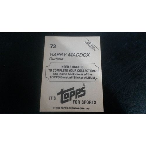 1982 Topps Stickers Card # 073 Garry Maddox Excellent (5) Philadelphia Phillies