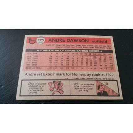 1981 Topps Card # 125 Andre Dawson Very Good (3) Montreal Expos