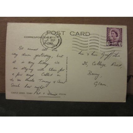 CASTLE SANDS, TENBY, WALES used postcard 1966 pm =