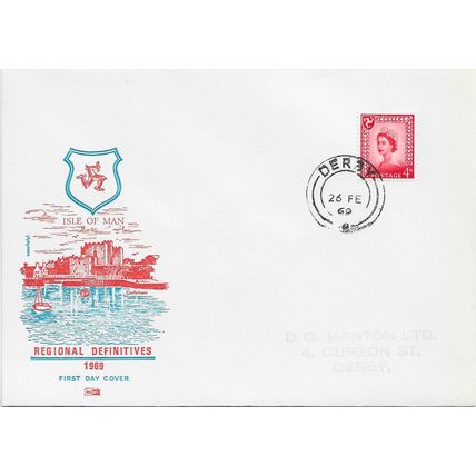 GB 1969 Isle of Man Regional definitive FDC Derby pm