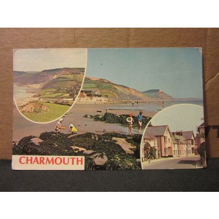 multiview, CHARMOUTH, DORSET used vintage postcard 1967 postmark =