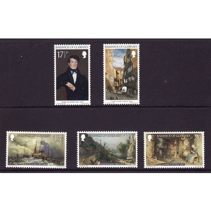 GUERNSEY 1980 PAINTINGS / CHRISTMAS SG 221 / 225 SET 5 VALS U/M MINT