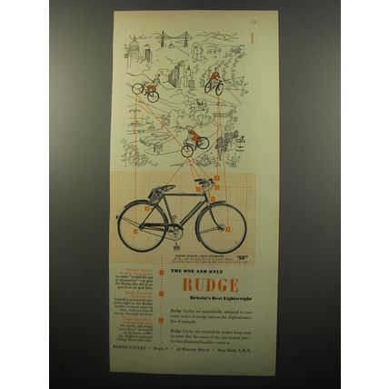 1950 Rudge Sports Light Roadster Bicycle Ad - The one and only Rudge
