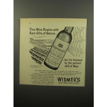 1950 Widmer's Cocktail Sherry Ad - Fine wine begins with rare gifts of nature