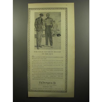 1951 F.R. Tripler Clothing Ad - For your favorite resort in the sun