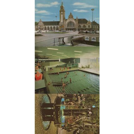 Krefeld Puppenbrunnen Hauptbanhof Swimming 3x German Postcard s