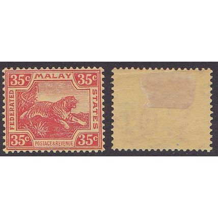 FEDERATED MALAY STATES 1922 35c Leaping Tiger scarlet/pale yellow SG46 - MINT