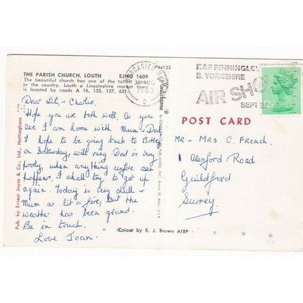 Parish Church Louth Postcard posted 1983 VGC