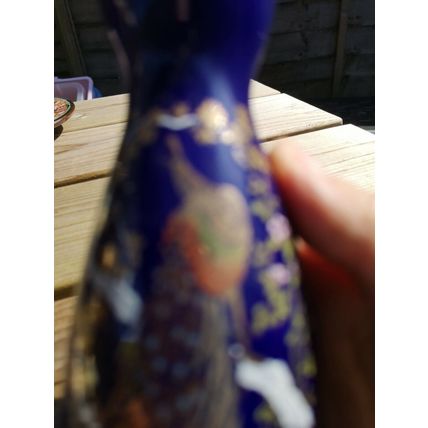 Small Colbalt Blue Japanese Jug Peacock Design