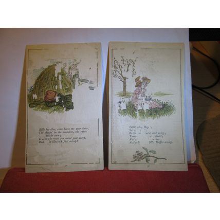 4 x Victorian nursery rhyme illustration by Kate Greenaway, small book pages #