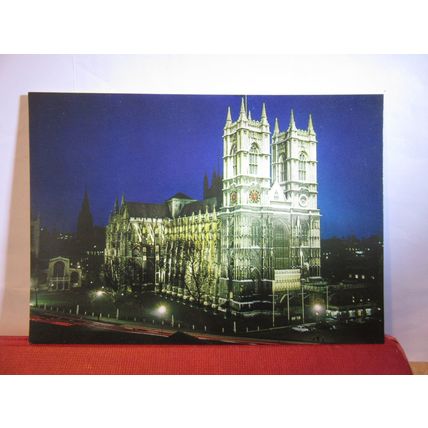 WESTMINSTER ABBEY AT NIGHT, LONDON unused postcard. by J Arthur Dixon =