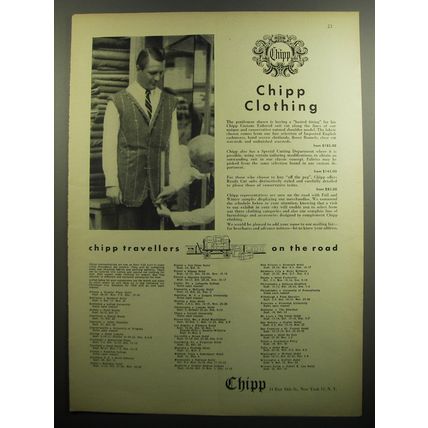 1957 Chipp Clothing Ad - Chipp travellers on the road