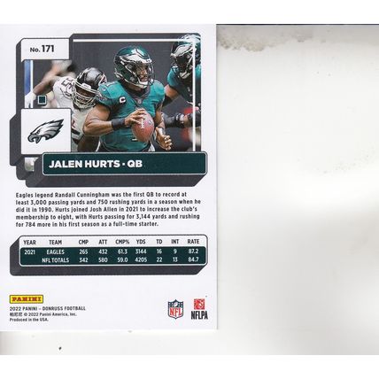 JALEN HURTS 2022 AUTOGRAPHED PHILADELPHIA EAGLES ALL-PRO PLAYOFF QUARTERBACK