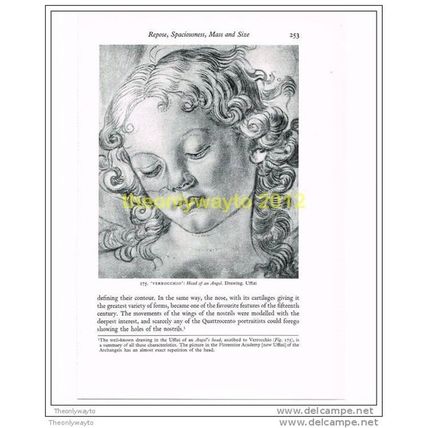 VERROCCHIO, HEAD OF AN ANGEL, BOOK ILLUSTRATION (PRINT), 1953