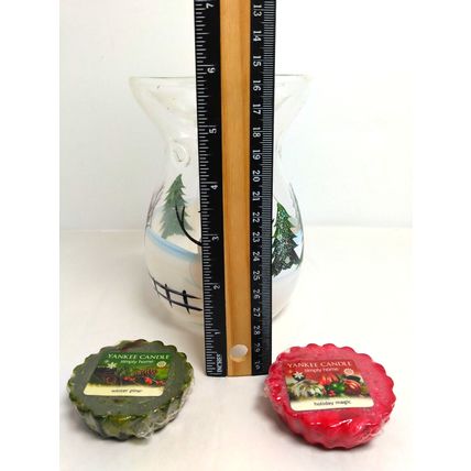 Snowman Glass Candle Holder Holiday Magic & Winter Pine Yankee Candle Tarts