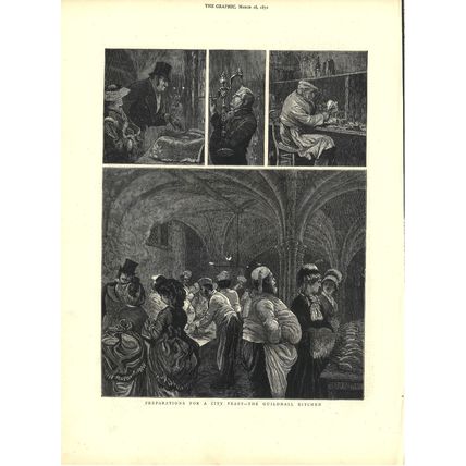 PREPARATIONS FOR A CITY FEAST 1872 Arthur Boyd Houghton VICTORIAN ENGRAVINGS