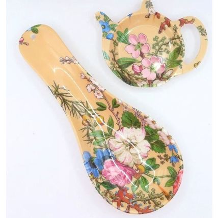 Blossom Melamine Spoon & Teabag Holder Set Kitchen Household Gift Home