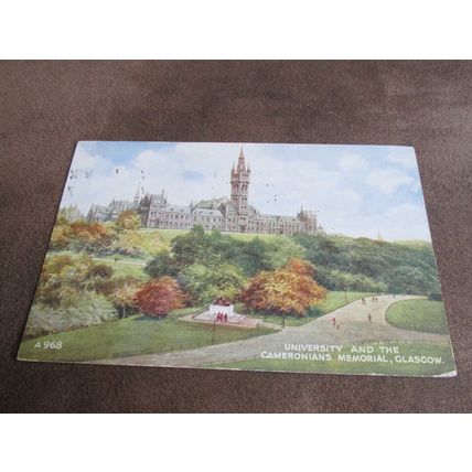 Valentines Postcard - University & Memorial Glasgow - Artist Brian Gerald A968