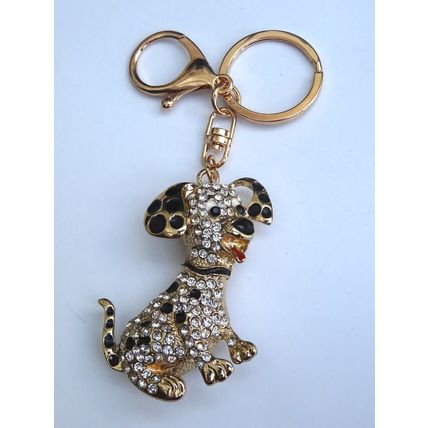 DALMATIAN KEY RING DIAMANTE RHINESTONE KEY CHAIN WITH PERSONALISED STAR CHARM