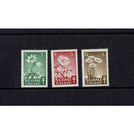 SUOMI FINLAND 1949 TUBERCULOSIS RELIEF FUND SET OF 3 MINT LIGHT HINGE REMNANTS