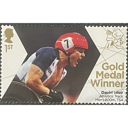GB 2012 Paralympic Gold Weir Track Men’s 800m T54 Used SG 3401 postage stamp