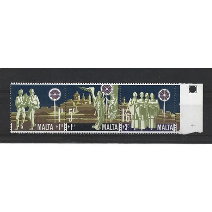 Malta.1969 Christmas strip of 3.Mounted Mint.May25