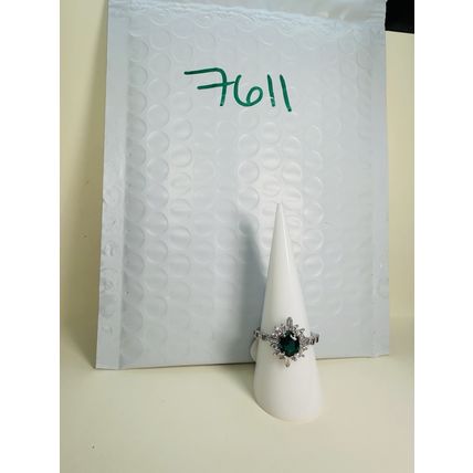 NWT Bomb Party Sz8 BP Ring Star Hexagon Green Fashion Jewelry RBP Rhodium Pl