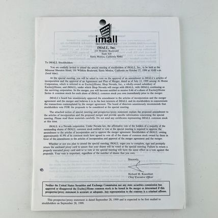 iMall Inc (IMALL) Special Meeting of Stockholders Notice 1999 Early Online Mall