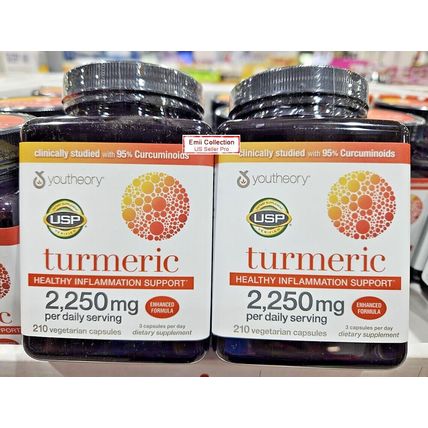 Youtheory Turmeric Healthy Inflammation Support Enhanced 210 Capsules (2 Jars)
