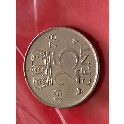 Umlaufmünze Niederlande 25 Cent 1974