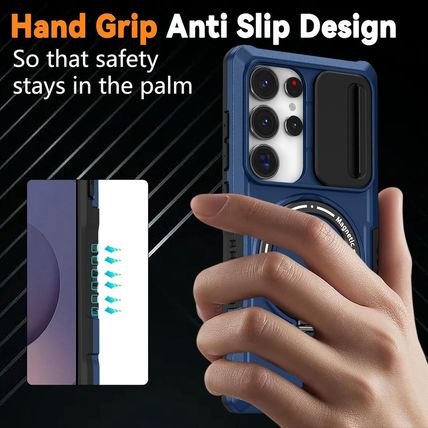 Magnetic Case for Samsung Galaxy S25 Ultra, with Ring Stand [Glass Screen Protec