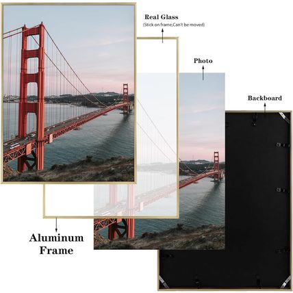 Frametory, 18X24 Aluminum Frame, Metal Wall Mount Frame for Prints with Real Gla