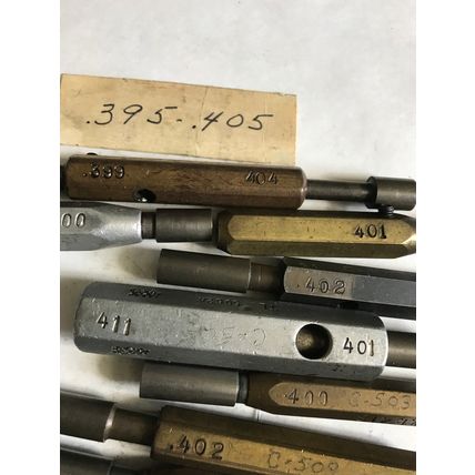 MIXED LOT GO NO GO PLUG GAGES,.395,.403,.405,.408,.400,.405,.402  ,.401,ES