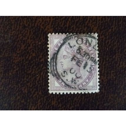 1881 GB Queen Victoria SG172 1d lilac fine used stamp London February 15 1900